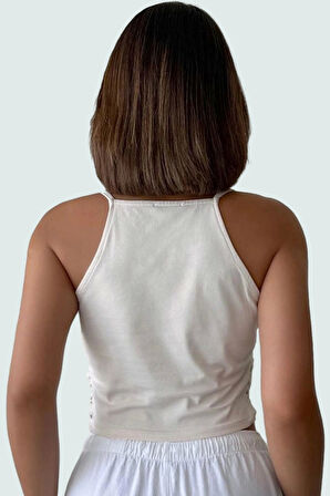 Yazlık Kroşe Detaylı Pamuklu Crop Bluz Rahat Günlük Stil Konforlu Kesim Dayanıklı Malzeme