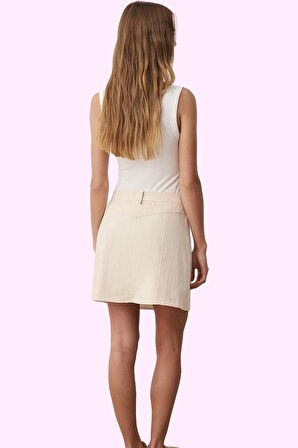 Kadın Mini Kloş Etek Yüksek Bel A line Gabardin Pamuklu Yazlık Günlük Kullanım Özel Günler