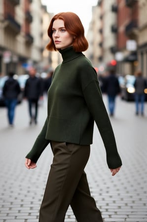Kadın Oversize Dik Yaka Triko Kazak Standart Kollu Düz Desen Yumuşak Dokulu Crop Kışlık Rahatlık