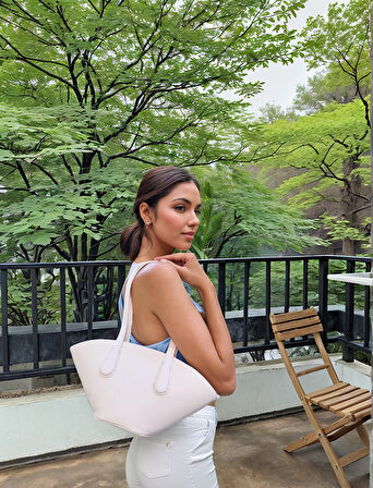 Kadın El ve Omuz Kullanımlı Çıkarılabilir Cüzdanlı Modern Kesim Shopper Çanta