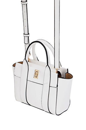 Kadın Mini Tote Çanta El ve Omuz Kullanımına Uygun Modern Gold Tokalı Tasarım