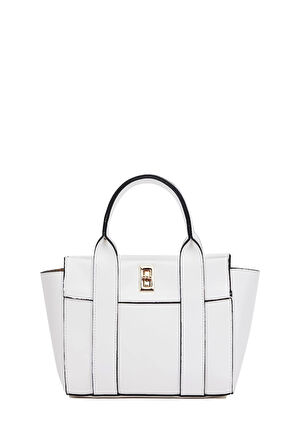 Kadın Mini Tote Çanta El ve Omuz Kullanımına Uygun Modern Gold Tokalı Tasarım