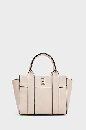 Kadın Mini Tote Çanta El ve Omuz Kullanımına Uygun Modern Gold Tokalı Tasarım