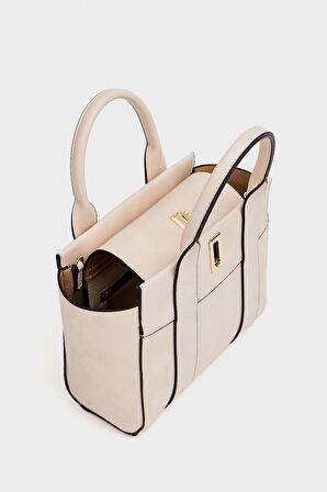 Kadın Mini Tote Çanta El ve Omuz Kullanımına Uygun Modern Gold Tokalı Tasarım