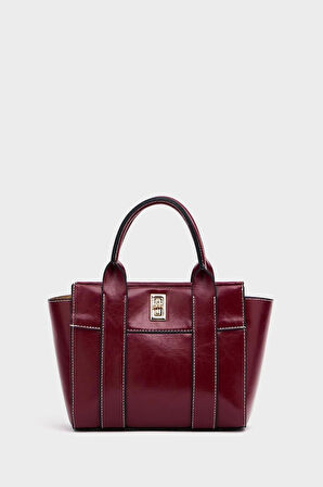 Kadın Mini Tote Çanta El ve Omuz Kullanımına Uygun Modern Gold Tokalı Tasarım