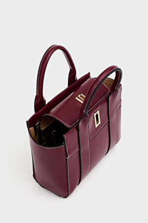 Kadın Mini Tote Çanta El ve Omuz Kullanımına Uygun Modern Gold Tokalı Tasarım