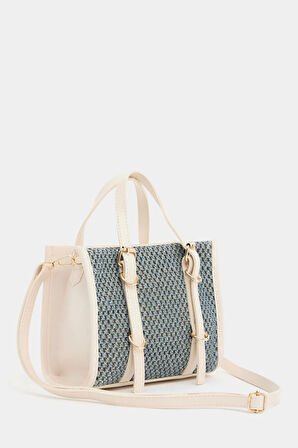 Kadın Örgü Dokulu Mini El ve Omuz Kullanımına Uygun Çapraz Askılı Fermuarlı Şık Çanta