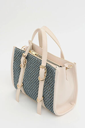 Kadın Örgü Dokulu Mini El ve Omuz Kullanımına Uygun Çapraz Askılı Fermuarlı Şık Çanta