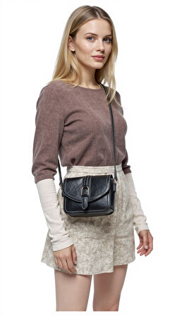 Kadın Mini El Ve Omuz Çantası Tokalı Deri Görünümlü Şık Tasarım Günlük Kullanım Hafta Sonu