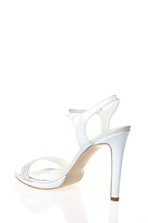 Kadın Moda Şık Gold Ayna Taşlı Tek Bant Topuklu Zarif Tasarım Düğün Nişan Gece Abiye Ayakkabı