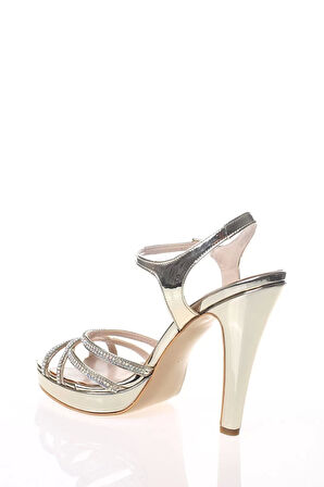 Kadın Moda Şık Gold Taşlı Topuklu Zarif Tasarım Yüksek Topuk Düğün Nişan Gece Abiye Ayakkabı