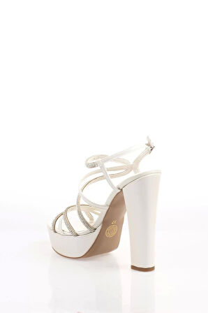 Kadın Moda Şık Beyaz Topuklu Zarif Tasarım Yüksek Topuk Düğün Nişan Gece Abiye Ayakkabı