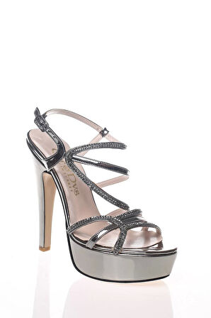 Kadın Moda Şık Gold Ayna Taş Topuklu Zarif Tasarım Düğün Nişan Gece Abiye Ayakkabı