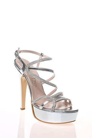 Kadın Moda Şık Gold Ayna Taş Topuklu Zarif Tasarım Düğün Nişan Gece Abiye Ayakkabı