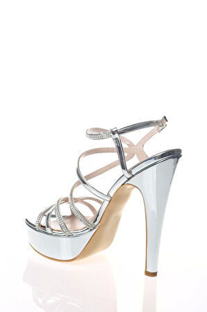 Kadın Moda Şık Gold Ayna Taş Topuklu Zarif Tasarım Düğün Nişan Gece Abiye Ayakkabı