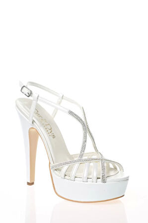 Kadın Moda Şık Gold Ayna Dekolte Taşlı Topuklu Zarif Tasarım Düğün Nişan Gece Abiye Ayakkabı