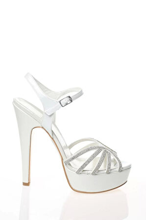 Kadın Moda Şık Sedef Taşlı Topuklu Zarif Tasarım Yüksek Topuk Düğün Nişan Gece Abiye Ayakkabı