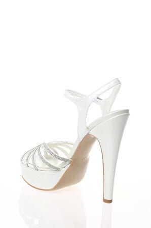 Kadın Moda Şık Sedef Taşlı Topuklu Zarif Tasarım Yüksek Topuk Düğün Nişan Gece Abiye Ayakkabı