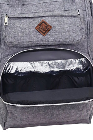 Termal Bölmeli Gri Anne Bebek Sırt Çantası Geniş Hacimli Bebek Bakım Çantası Bebek Arabası Uyumlu