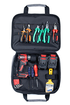 Elektronikçi Takım Çantası Çok Gözlü, Su Geçirmez, Dayanıklı Omuz Askılı Alet Çantası