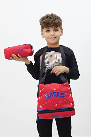 Kirpi Sonic Erkek Çocuk 3’lü Okul Çanta Seti Özel Tasarım Sırt Çantası Beslenme Çantası Kalemlik