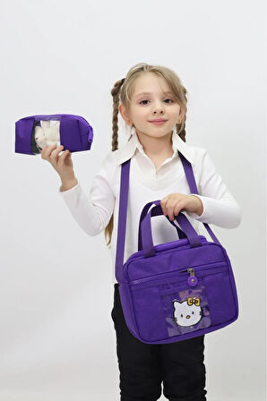Kız Çocuk Hello Kitty Temalı 3’lü Okul Çanta Seti Sırt Çantası Termal Beslenme Çantası Kalemlik