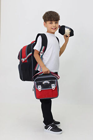 Space Yazılı 3'lü Çanta Seti Sırt Çantası Beslenme Çantası Kalemlik İlkokul Peluş Oyuncak