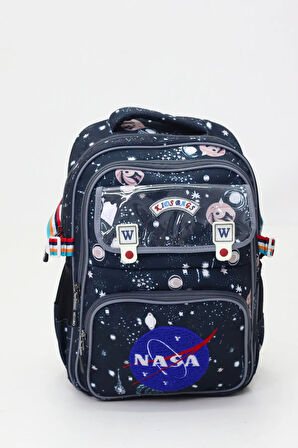 NASA 3'lü Çanta Sırt Çantası Beslenme Çantası Kalemlik Çocuk İlkokul Çantası Peluş Oyuncak Hediyeli