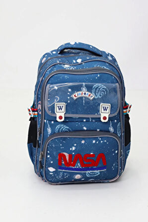 3'lü Çocuk Okul Seti NASA Temalı Sırt Çantası Beslenme Çantası Kalemlik Peluş Hediyeli İlkokul Seti