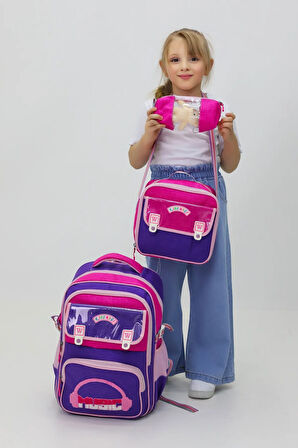 Okul Çanta Seti Sırt Çantası Beslenme Çantası Kalemlik Peluş Oyuncak Hediyeli 3'lü Set