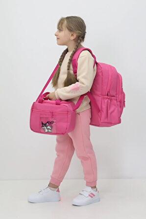 Melody Kuromi 3’lü Okul Çanta Sırt Çantası Beslenme Çantası Kalemlik Peluş Oyuncak Hediyeli İlkokul