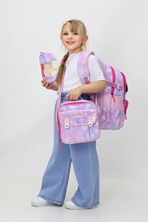 Kelebek 3'lü Okul Çanta Seti Sırt Çantası Beslenme Çantası Kalemlik İlkokul Peluş Oyuncak Hediyeli