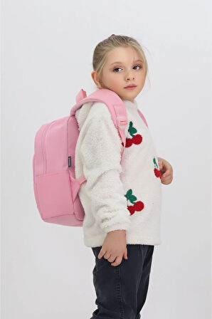 Sevimli Kedi Figürlü Pembe Anaokulu Kreş Çantası 4 Bölmeli Kız Çocuk Sırt Çantası
