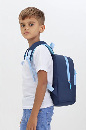 Ayı Figürlü Lacivert Anaokulu Kreş Çantası 4 Bölmeli Erkek Kız Çocuk Sırt Çantası