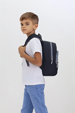 Sincap Figürlü Siyah Anaokulu Kreş Çantası 4 Bölmeli Erkek Kız Çocuk Sırt Çantası