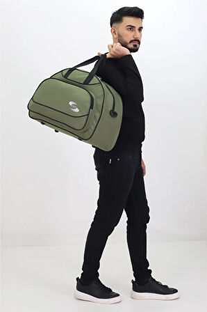 Haki Spor ve Seyahat Çantası – Ayakkabı Bölmeli, Su Geçirmez, Omuz Askılı Antrenman Çantası