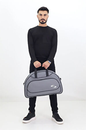 Gri Spor ve Seyahat Çantası – Ayakkabı Bölmeli, Su Geçirmez, Omuz Askılı Antrenman Çantası