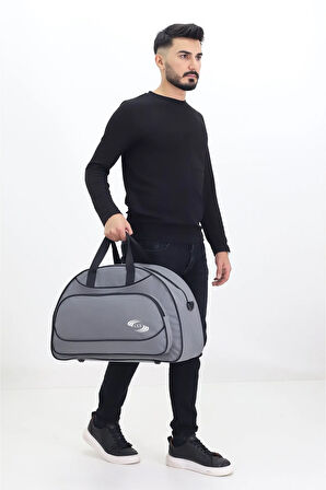 Gri Spor ve Seyahat Çantası – Ayakkabı Bölmeli, Su Geçirmez, Omuz Askılı Antrenman Çantası