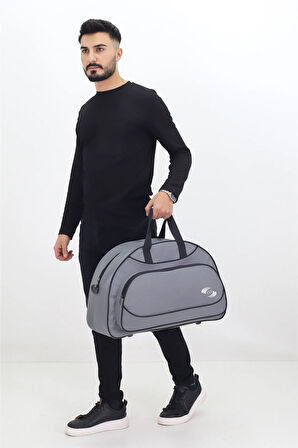 Gri Spor ve Seyahat Çantası – Ayakkabı Bölmeli, Su Geçirmez, Omuz Askılı Antrenman Çantası