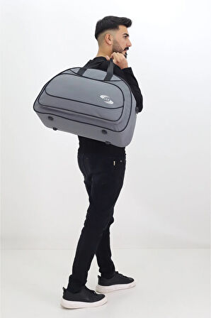 Gri Spor ve Seyahat Çantası – Ayakkabı Bölmeli, Su Geçirmez, Omuz Askılı Antrenman Çantası