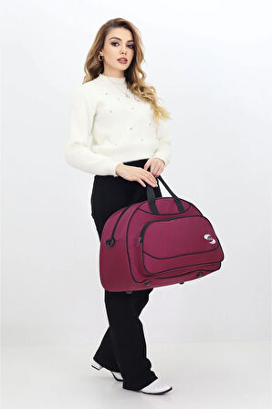 Bordo Spor ve Seyahat Çantası – Ayakkabı Bölmeli, Su Geçirmez, Omuz Askılı Antrenman Çantası