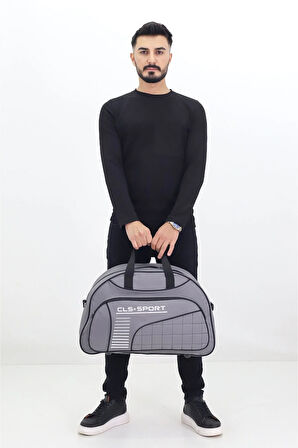 Gri Spor ve Seyahat Çantası – Ayakkabı Bölmeli, Su Geçirmez, Omuz Askılı Antrenman Çantası