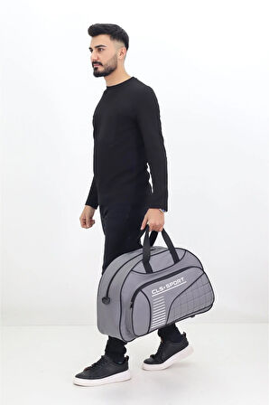 Gri Spor ve Seyahat Çantası – Ayakkabı Bölmeli, Su Geçirmez, Omuz Askılı Antrenman Çantası