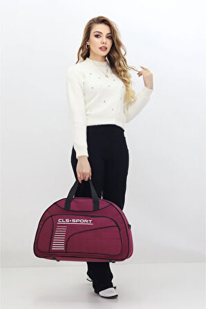 Bordo Spor ve Seyahat Çantası – Ayakkabı Bölmeli, Su Geçirmez, Omuz Askılı Antrenman Çantası