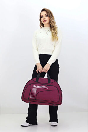 Bordo Spor ve Seyahat Çantası – Ayakkabı Bölmeli, Su Geçirmez, Omuz Askılı Antrenman Çantası