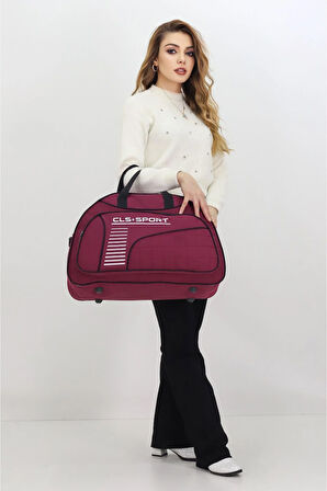 Bordo Spor ve Seyahat Çantası – Ayakkabı Bölmeli, Su Geçirmez, Omuz Askılı Antrenman Çantası