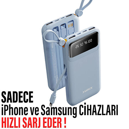  Hızlı Şarj Powerbank Type-C 37W 10000mAh Kendinden Kablolu Powerbank HIZLI