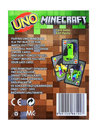 Resimli Uno Minecraft Oyun Kartı