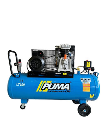 PUMA 100 Litre Yağlı Pistonlu Kompresör 3 HP, 8 Bar, 220 Volt