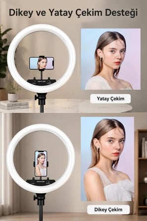 Stüdyo Lambası Telefon Işığı Ring Light Işıklı Selfie Çubuğu 2.1M 14 Inc MJ36 Beyaz
